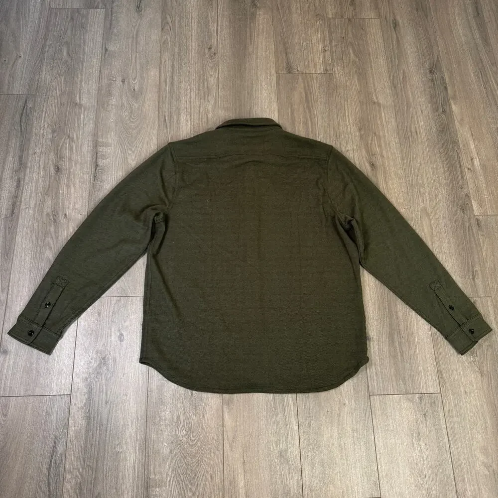 J.Crew Seabord Soft-Knit Long Sleeve Shirt Mens XL Greenish Brown Button Stretch